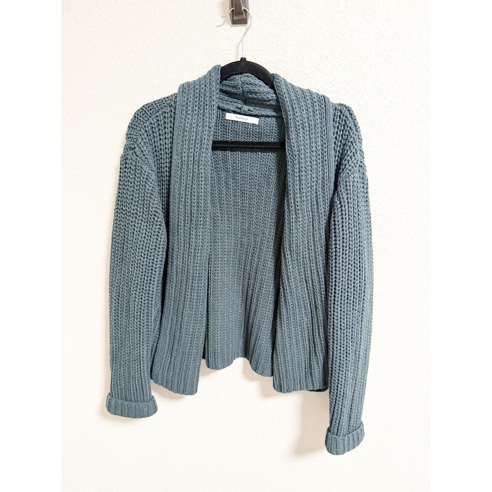 Pharaoh Womens Chunky Ribbed Knit Cardigan Sweater Open Front Slate Blue Size 1